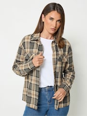 Təbii - Long Tall Sally Check Print Cotton Shirt - 7şəkildən 1 şəkil