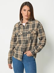 Təbii - Long Tall Sally Check Print Cotton Shirt - 7şəkildən 2 şəkil