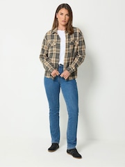 Təbii - Long Tall Sally Check Print Cotton Shirt - 7şəkildən 3 şəkil
