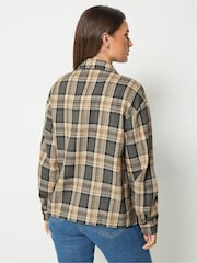 Təbii - Long Tall Sally Check Print Cotton Shirt - 7şəkildən 4 şəkil