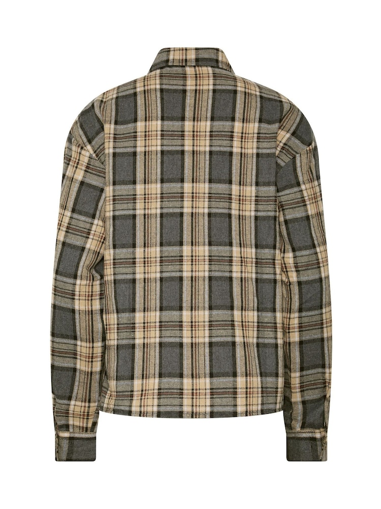 Təbii - Long Tall Sally Check Print Cotton Shirt - 7şəkildən 7 şəkil
