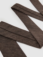 Reiss Chocolate Brown Ermo Silk-Blend Slub Textured Tie - Image 3 of 5