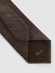 Reiss Chocolate Brown Ermo Silk-Blend Slub Textured Tie - Image 4 of 5