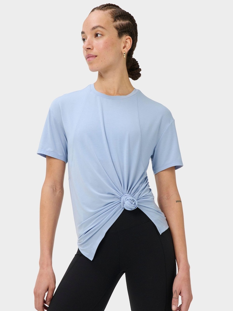 Sweaty Betty Blue Soft Flow Studio Longline T-Shirt - Image 1 of 6 Sweaty Betty Blue Soft Flow Studio Longline T-Shirt - Image 1 of 6