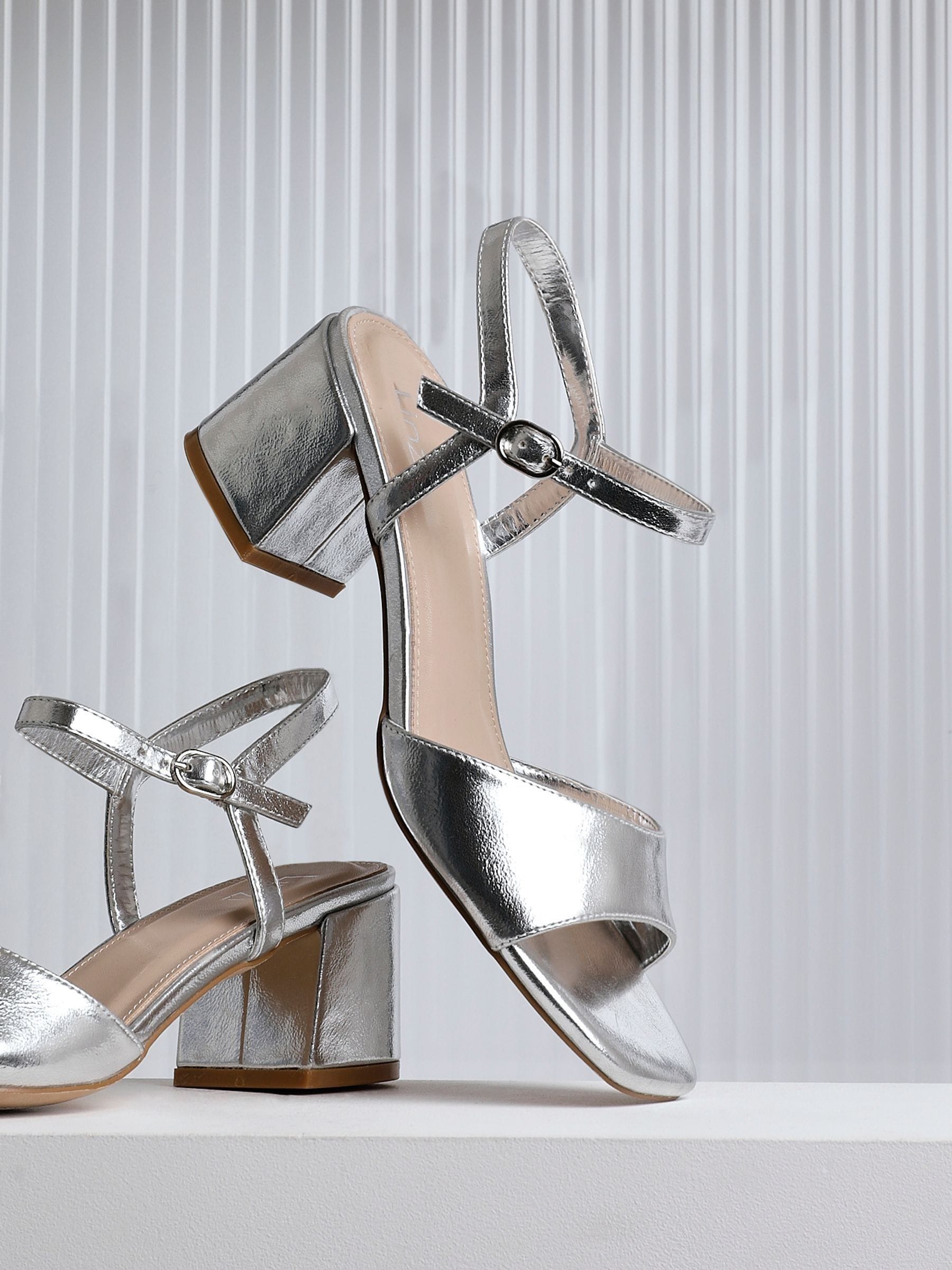 Buy Linzi Silver Darlene Block Heeled Sandals from the Next UK