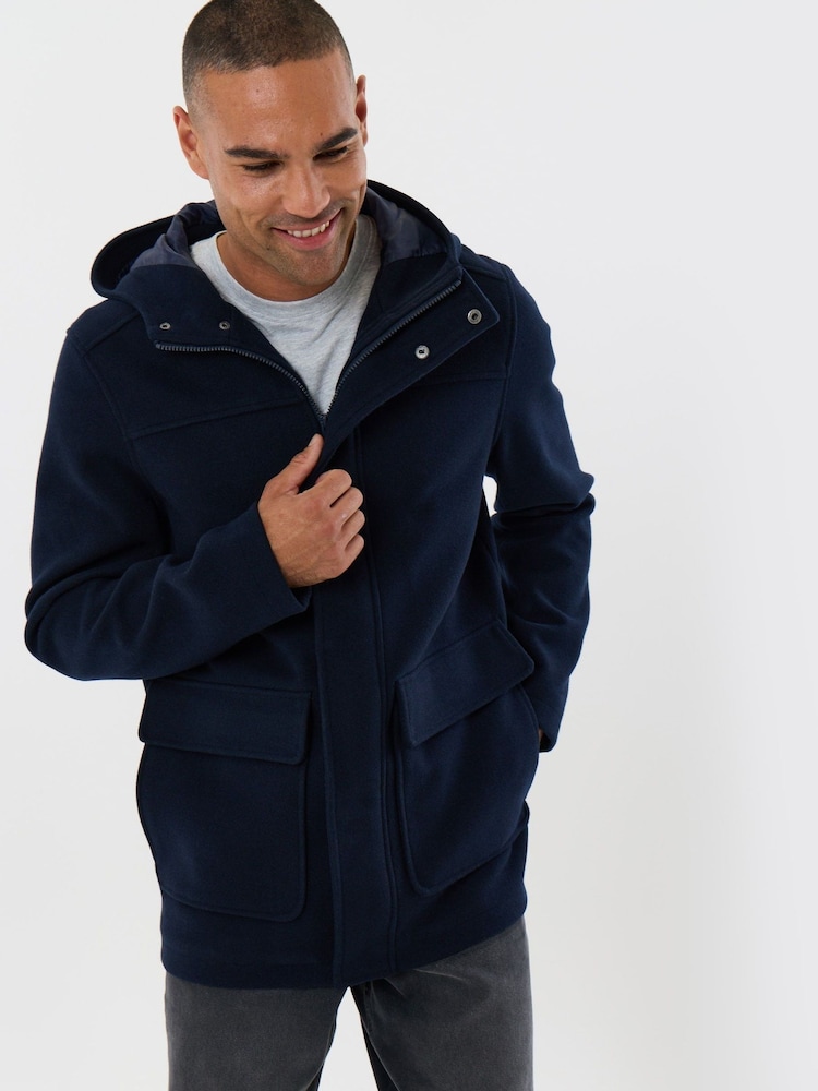 Threadbare Blue Faux Wool Hooded Jacket - Image 1 of 5 Threadbare Blue Faux Wool Hooded Jacket - Image 1 of 5