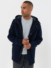 Threadbare Blue Faux Wool Hooded Jacket - Image 2 of 5