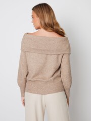 Threadbare Brown Knitted Bardot Jumper - Image 2 of 4