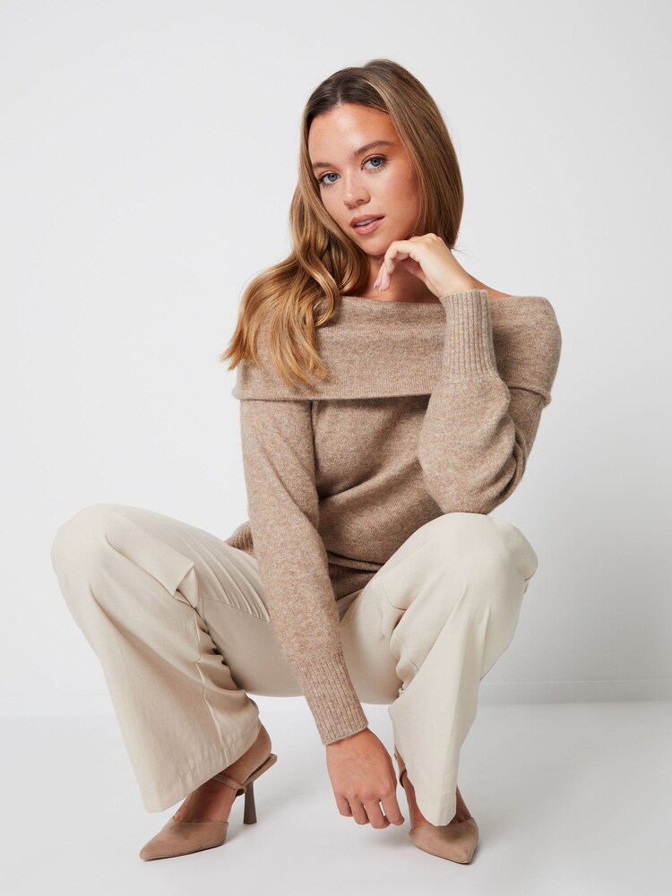 Threadbare Brown Knitted Bardot Jumper - Image 4 of 4