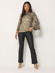 M&Co Gold Petite Sequin Flute Top - Image 2 of 6
