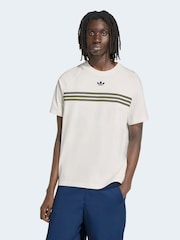 adidas Originals White Trefoil 3 Stripe T-Shirt - Image 1 of 6