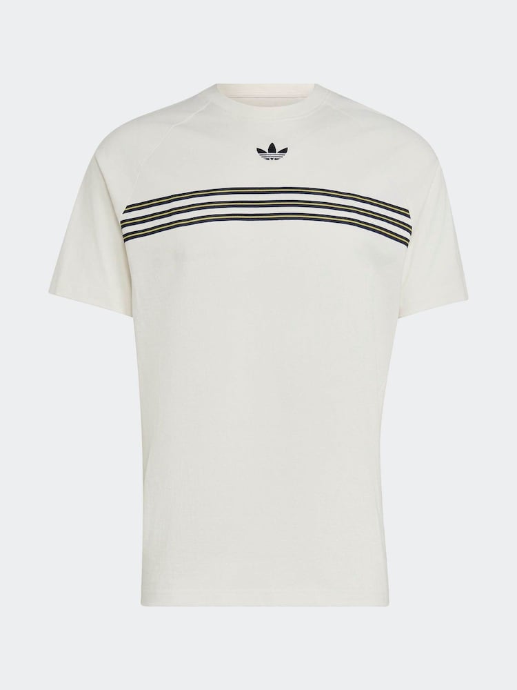 adidas Originals White Trefoil 3 Stripe T-Shirt - Image 6 of 6