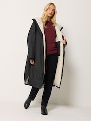 M&Co Black Fleece Lined Coat - Image 2 of 6