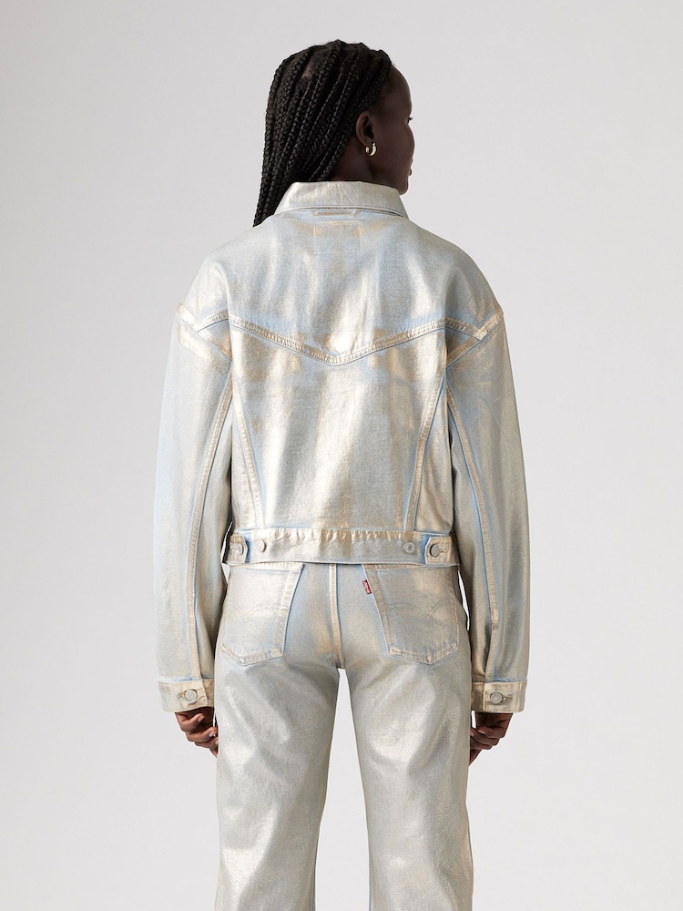 Levi's® Optical Illusion Silver Shrunken 90's Trucker 100% Cotton Jacket - Image 2 of 7