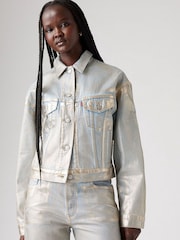 Levi's® Optical Illusion Silver Shrunken 90's Trucker 100% Cotton Jacket - Image 3 of 7