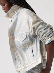 Levi's® Optical Illusion Silver Shrunken 90's Trucker 100% Cotton Jacket - Image 4 of 7