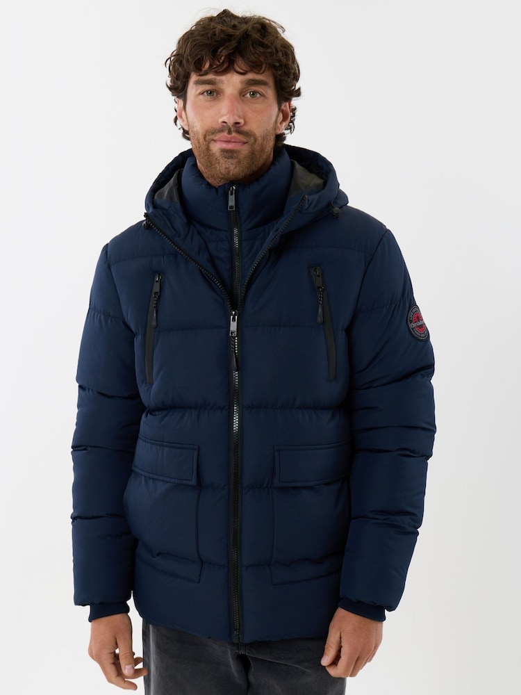 Синій - Threadbare Showerproof Padded Double Zip Coat - Image 2 of 5