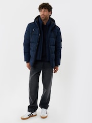 Синій - Threadbare Showerproof Padded Double Zip Coat - Image 3 of 5