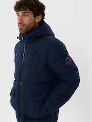 Синій - Threadbare Showerproof Padded Double Zip Coat - Image 5 of 5