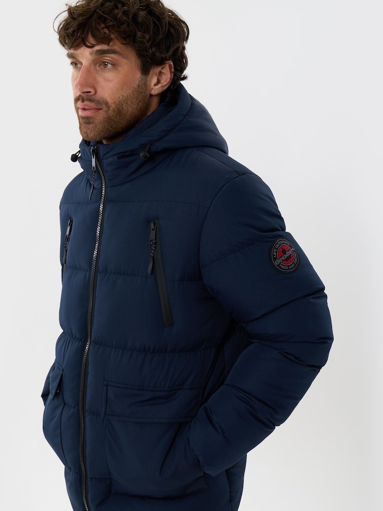 Синій - Threadbare Showerproof Padded Double Zip Coat - Image 5 of 5