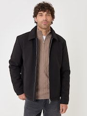 Threadbare Black Faux Wool Lightweight Collared Jacket - Image 2 of 5