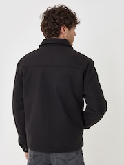 Threadbare Black Faux Wool Lightweight Collared Jacket - Image 3 of 5
