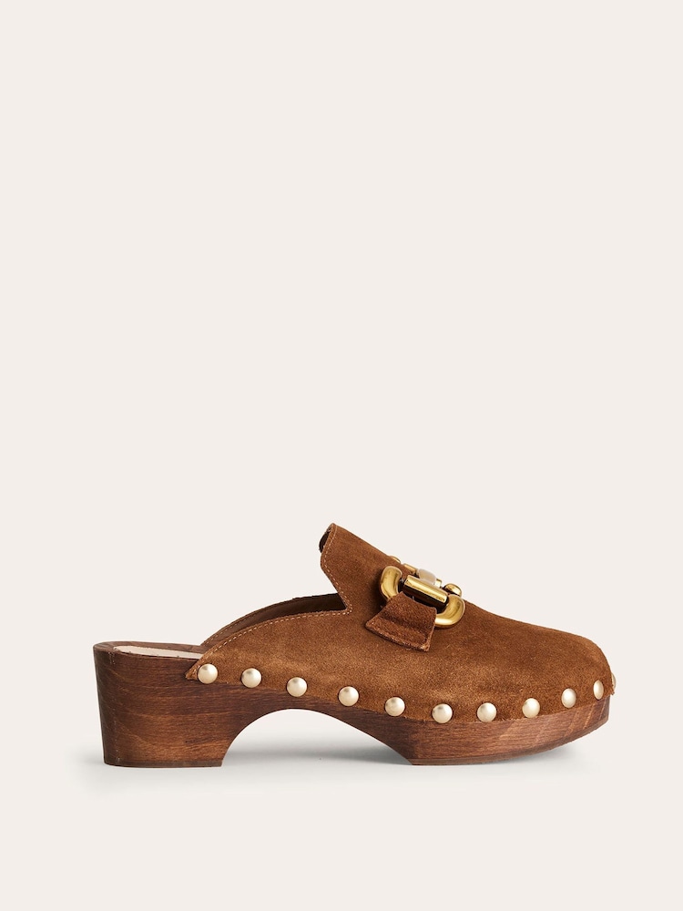 Boden Brown Snaffle Trim Heeled Clogs - Image 2 of 4 Boden Brown Snaffle Trim Heeled Clogs - Image 2 of 4