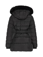 M&Co Black Petite Short Belted Coat - Image 6 of 6
