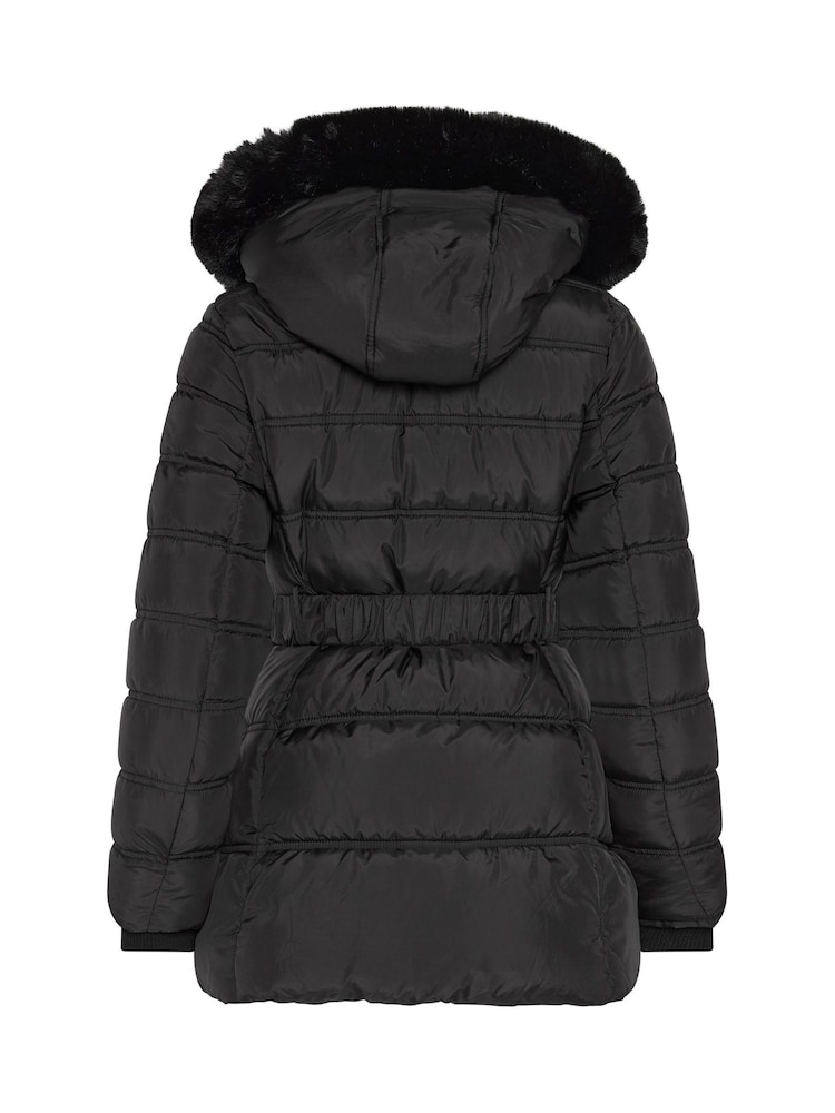 M&Co Black Petite Short Belted Coat - Image 6 of 6 M&Co Black Petite Short Belted Coat - Image 6 of 6