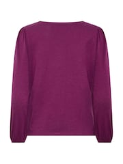 M&Co Purple Petite Frill Detail Cotton Blouse - Image 6 of 6