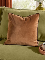 Furn Caramel/Chocolate Meridian Velvet 45 x 45cm Cushion Cover - Image 1 of 6