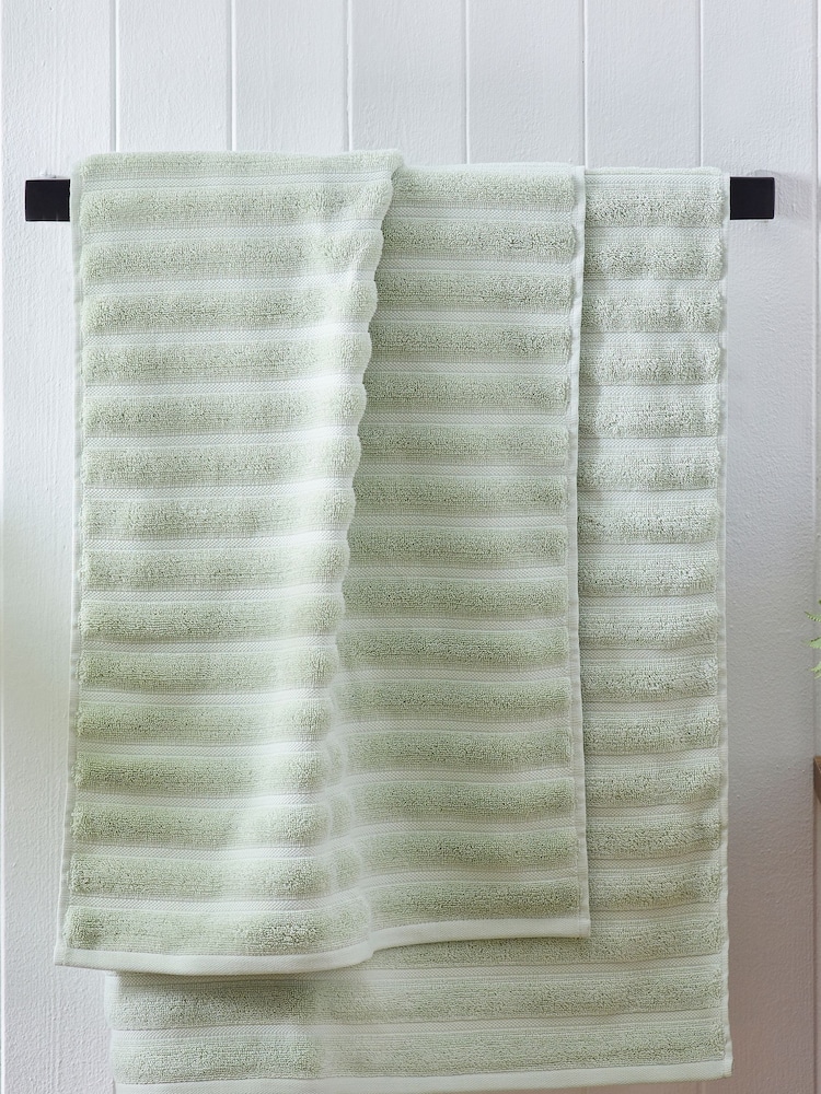 Sage Green Ribbed Towel - Image 2 of 7