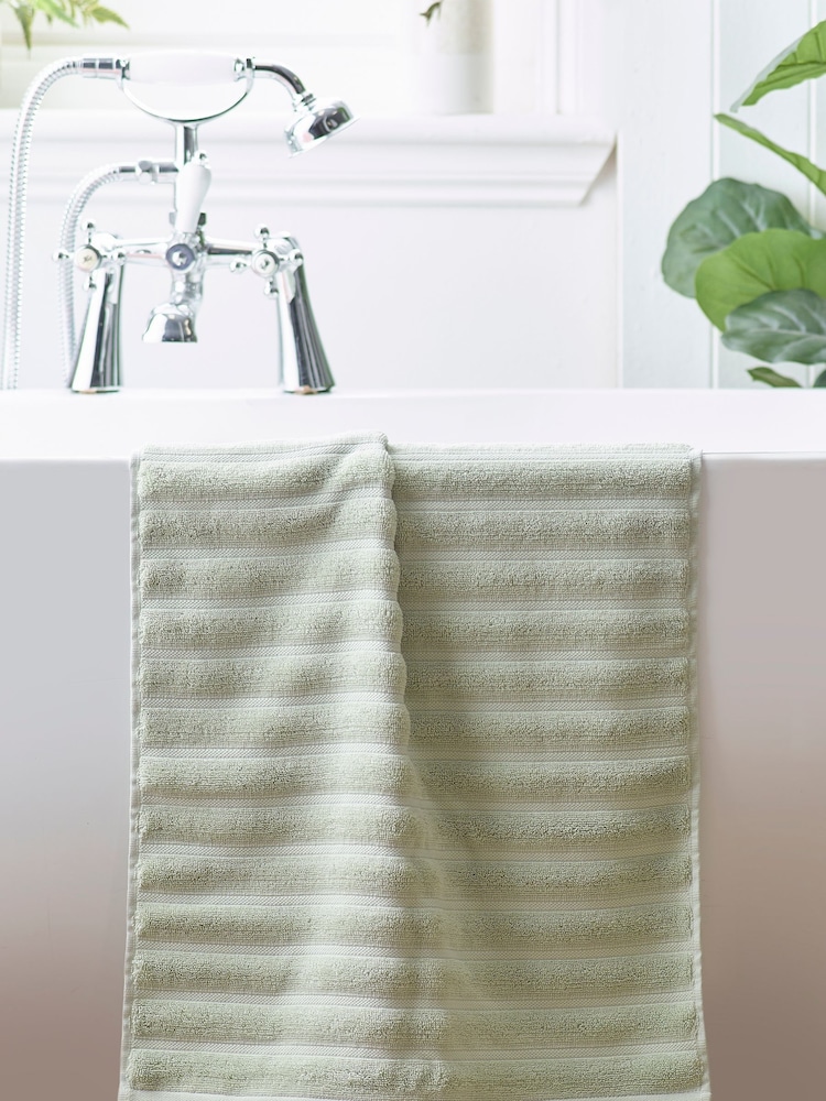 Sage Green Ribbed Towel - Image 3 of 7