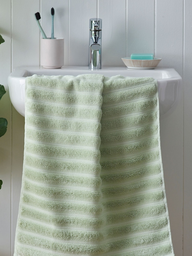 Sage Green Ribbed Towel - Image 4 of 7