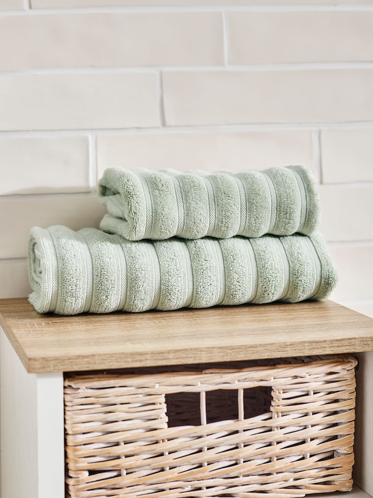 Sage Green Ribbed Towel - Image 7 of 7