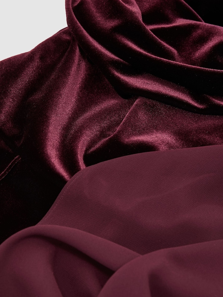 Reiss Burgundy Red Carrie One-Shoulder Drape Wide-Leg Jumpsuit - Image 7 of 7