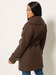 M&Co Brown Petite Belted Midi Coat - Image 3 of 6