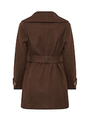 M&Co Brown Petite Belted Midi Coat - Image 6 of 6