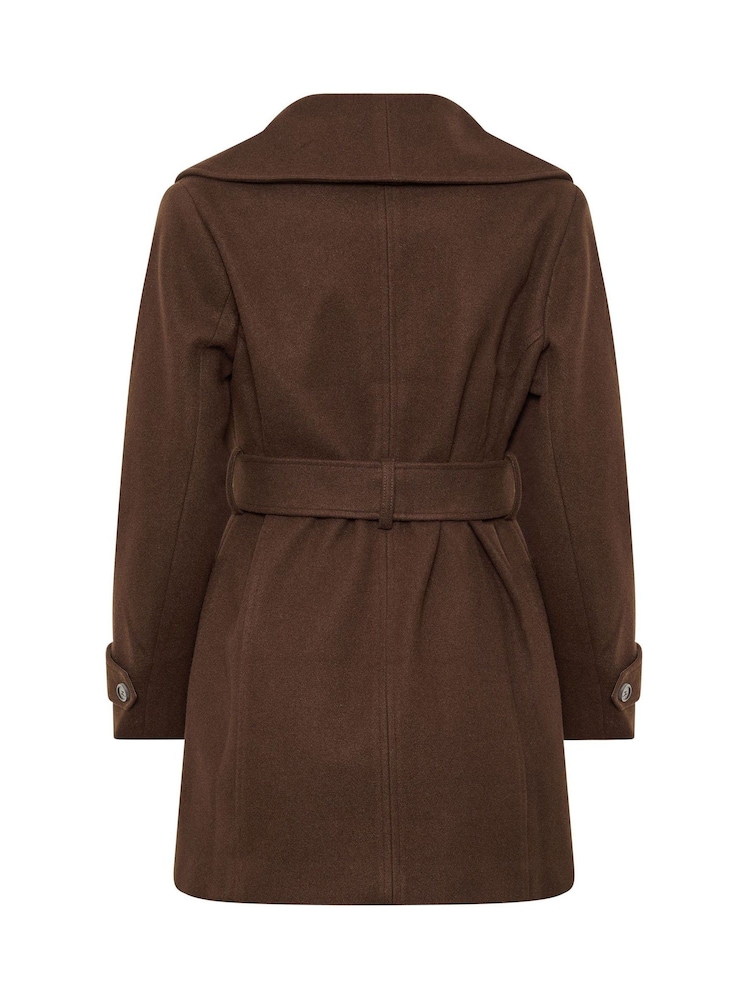 M&Co Brown Petite Belted Midi Coat - Image 6 of 6 M&Co Brown Petite Belted Midi Coat - Image 6 of 6
