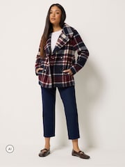 M&Co Red Petite Check Peacoat - Image 2 of 6