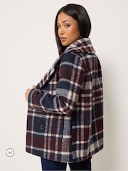M&Co Red Petite Check Peacoat - Image 3 of 6