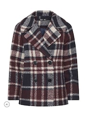 M&Co Red Petite Check Peacoat - Image 5 of 6