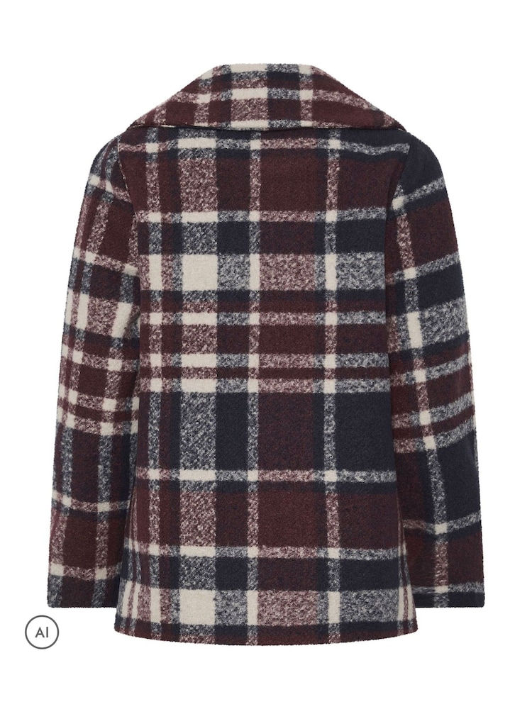 M&Co Red Petite Check Peacoat - Image 6 of 6