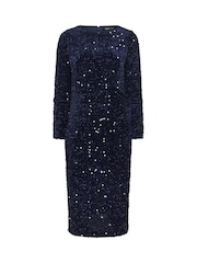 Vestido petite fruncido de terciopelo con lentejuelas de M&Co - Imagen 6 de 7