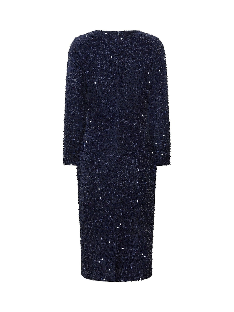 Vestido petite fruncido de terciopelo con lentejuelas de M&Co - Imagen 7 de 7 Vestido petite fruncido de terciopelo con lentejuelas de M&Co - Imagen 7 de 7