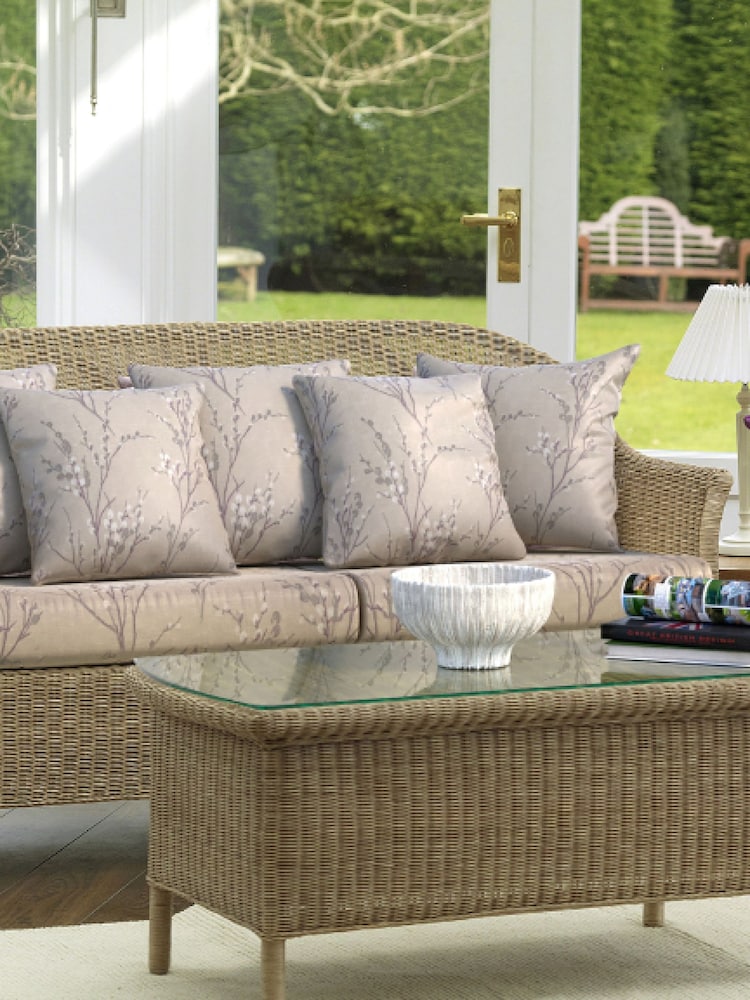 Laura Ashley Grey Garden Bewley Indoor Rattan Lounging Sofa Set with Seat Cushions - Image 1 of 4