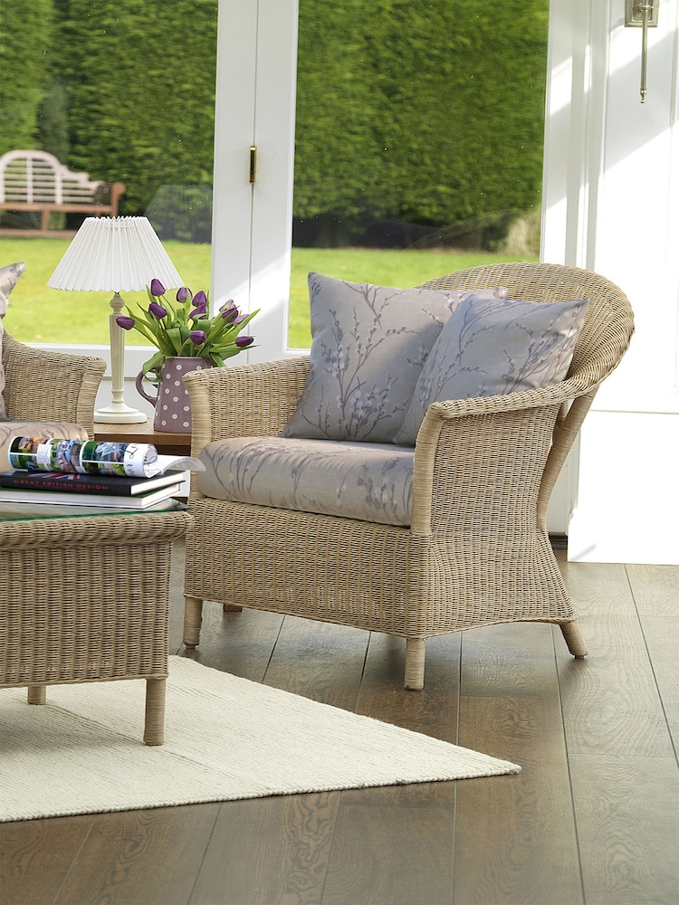 Laura Ashley Grey Garden Bewley Indoor Rattan Lounging Sofa Set with Seat Cushions - Image 2 of 4