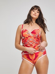 Figleaves Frida Klassische Bikinihose mit Blattprint, Orange - Bild 1 von 4