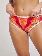 Figleaves Frida Klassische Bikinihose mit Blattprint, Orange - Bild 2 von 4