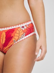 Figleaves Frida Klassische Bikinihose mit Blattprint, Orange - Bild 4 von 4